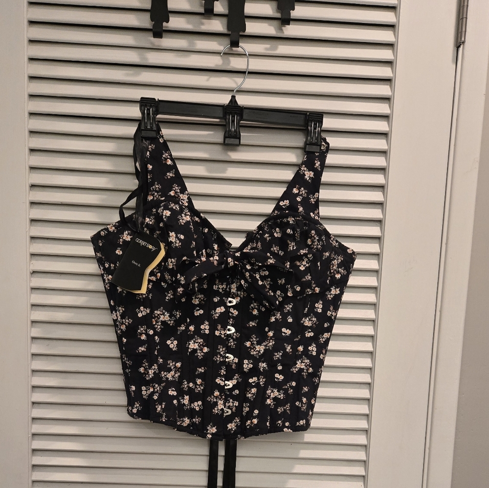 Corset Story Dark Dixie Floral Corset Top With Bow Detail